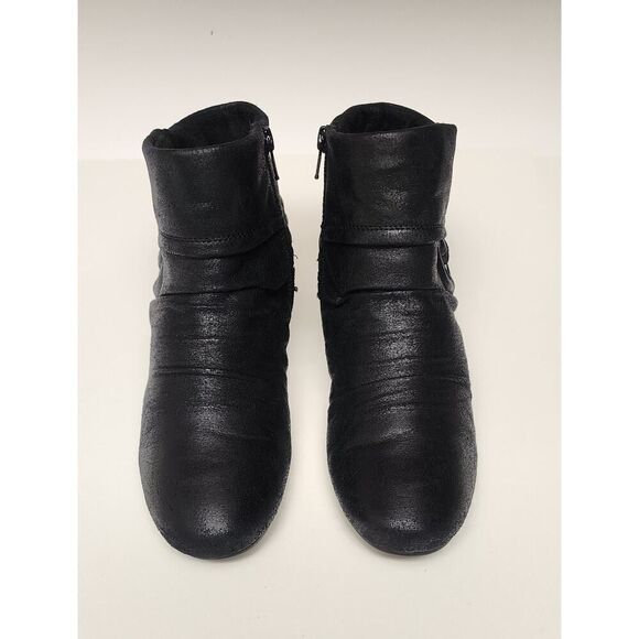 Auditions Sana Black Buckle Strap Cuffed Wedge Heel BOOTIES 7M - Picture 5 of 10